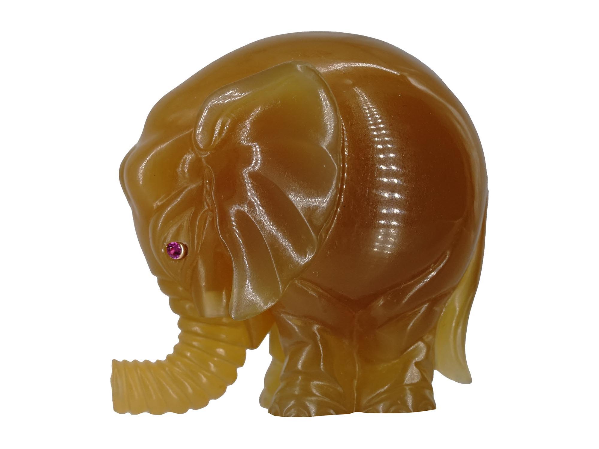 RUSSIAN HAND CARVED AGATE ELEPHANT FIGURINE PIC-3